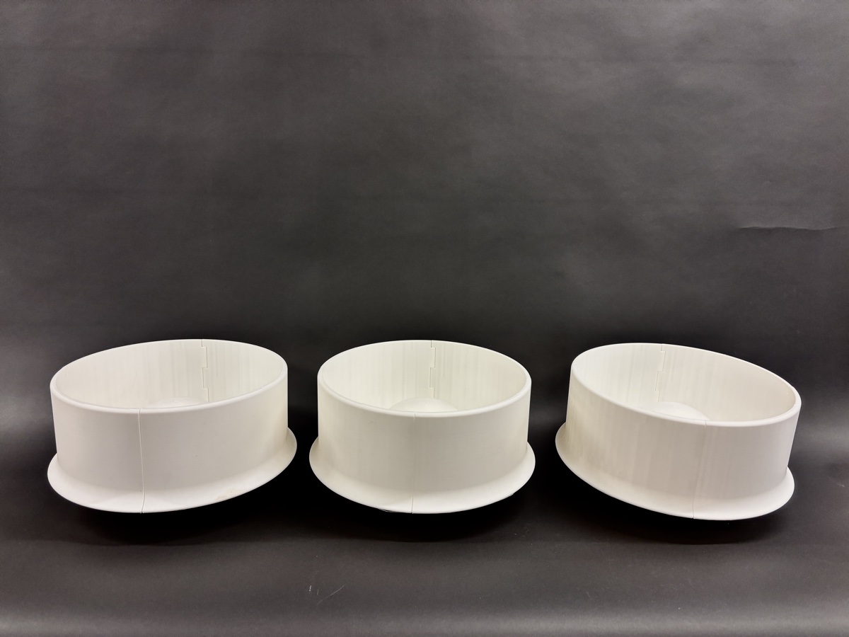 The three assembled shell segments before final assembly.